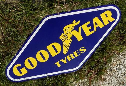 Art & Collectibles > Collectibles > Advertisements - Good Year Tyres Sign, Metal Porcelain Sign, Advertising Sign, Good Ye...