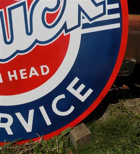 Buick Authorized Service Sign, 2 Sided Metal Porcelain Advertising Buick Sign,