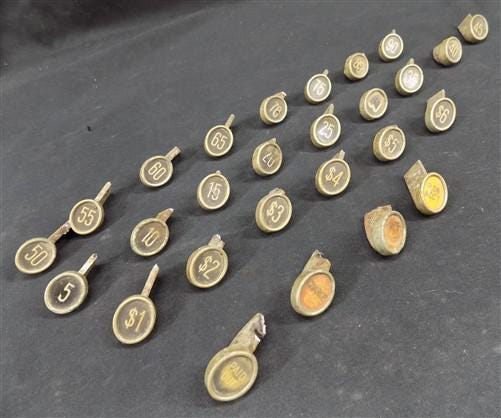 Art & Collectibles > Collectibles > Coins & Money - Lot Cash Register Keys, Vintage Jewelry Necklace Art Craft Supply, Ste...