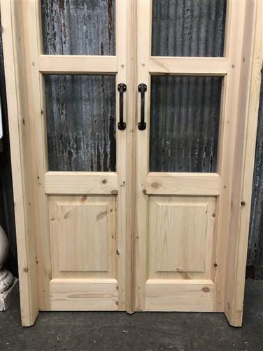 Arched French Double Door (36x80) 3 Pane Glass Door European Styled w Jamb OM3