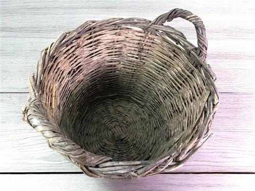Home & Living > Home Decor > Home Accents - Round Wicker Basket, Vintage German Woven Rattan Basket, Storage Organizer N b...