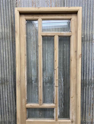 Antique French Single Door (27x81.5) Glass Pane Door with Jamb, Encased Door T27