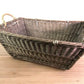 Rectangular Wicker Basket, Vintage German Woven Basket, Storage Organizer C34