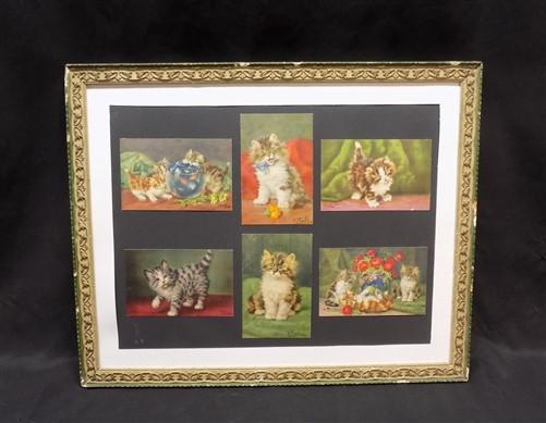 ヴィトン キャットアート アートフレーム TGHMH137 Vintage Wooden Framed Cat Art, Rectangular Photo Picture Mirror