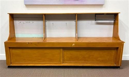 10' Wrapping Station, Vintage Store Counter, Built-in Display Back, Workbench
