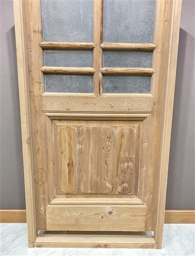 Antique French Single Door (29 x90) Glass Pane Door with Jamb, Encased Door T39