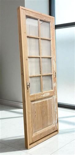 Antique French Single Door (32x93.5) Glass Pane Door with Jamb, Encased Door T36