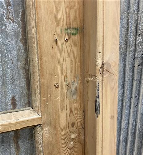 Antique French Single Door (25.5x80) Glass Pane Door with Jamb, Encased Door T52