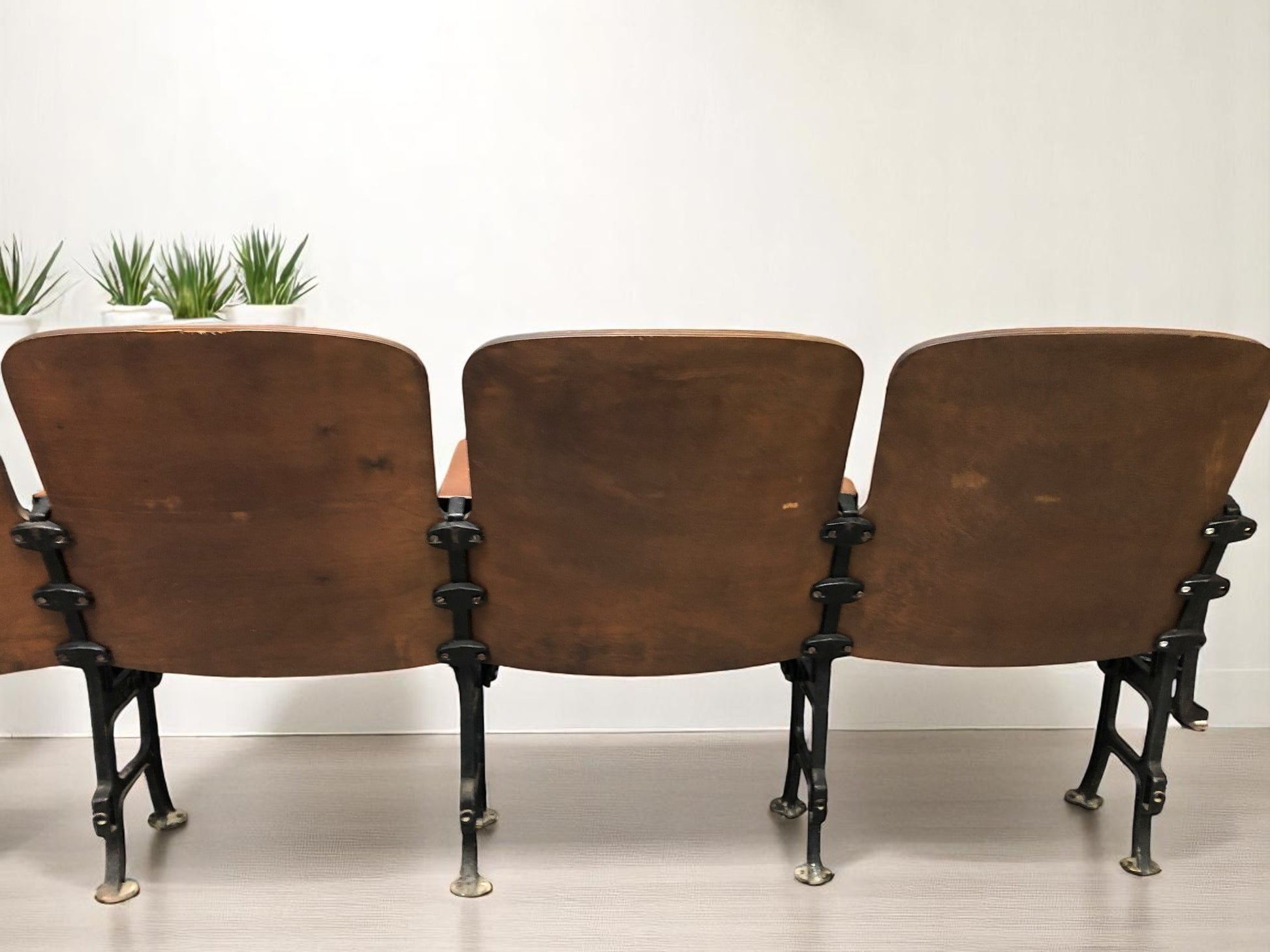 Home & Living > Furniture - 5 Vintage Wood Folding Theater Seats, Auditorium Seats, Entryway Bench, E16 by The Old Grainery