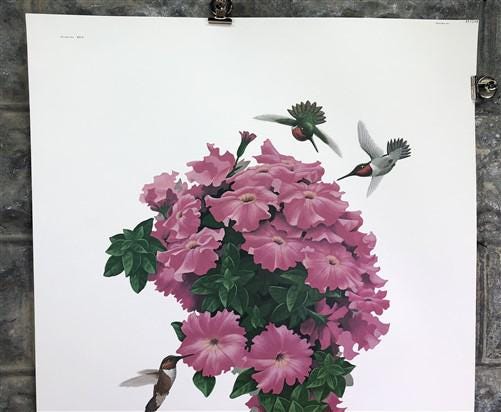 Art & Collectibles > Prints > Lithographs - Richard Sloan, Hummingbird, Signed Print, 28x22, Wade Collection, Plate 45 by...