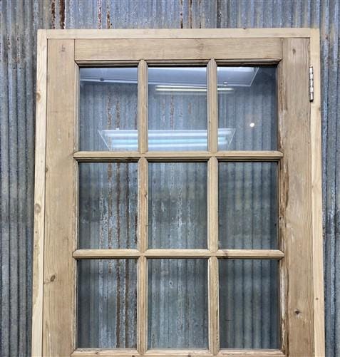 Antique French Single Door (33x92.5) Glass Pane Door with Jamb, Encased Door T32