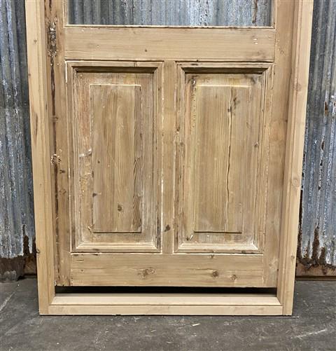 Antique French Single Door (31x88.5) Glass Pane Door with Jamb, Encased Door T17