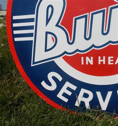 Buick Authorized Service Sign, 2 Sided Metal Porcelain Advertising Buick Sign,