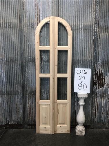 Arched French Double Doors (24x80) 3 Pane Glass European Styled Doors O16