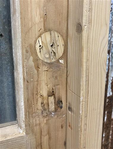 Antique French Single Door (32x79.5) Glass Pane Door with Jamb, Encased Door T37