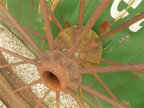 2 Cast Iron Implement Wheels, Wagon Wheel, Tractor Steel Rims, Industrial Age C