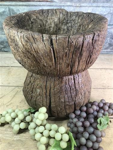 Rustic Wood Planter, Wood Stump, Round Wooden Flower Pot, Natural Wood Decor, J
