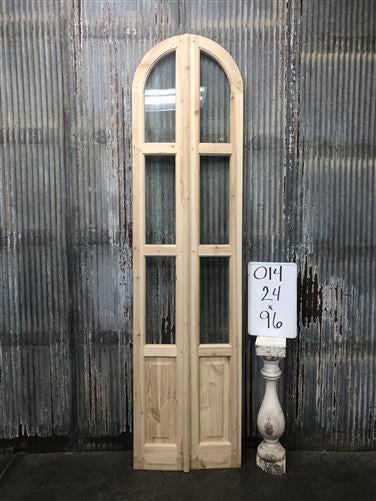 Arched French Double Doors (24x96) 3 Pane Glass European Styled Doors O14