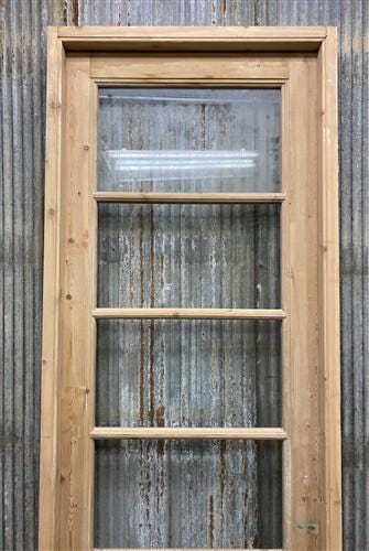 Antique French Single Door (29x94.5) Glass Pane Door with Jamb, Encased Door T51