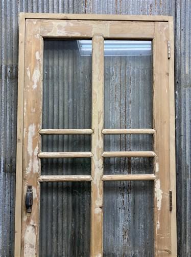 Antique French Single Door (32.5x83) Glass Pane Door with Jamb, Encased Door T11