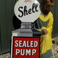 Shell Sealed Pump Sign, Shell Porcelain Metal Advertising, Gas Station Oil E