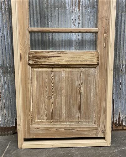 Antique French Single Door(31 x91.5) Glass Pane Door with Jamb, Encased Door T18