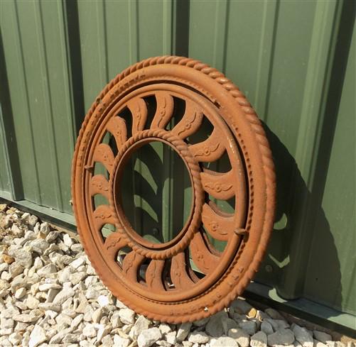 Home & Living > Home Decor > Wall Decor > Wall Hangings - Cast Iron Round Stove Pipe Collar, Chimney Flue Cover, Ornate Gr...
