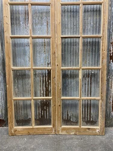 Antique French Double Doors (44x87.5) European Doors, 12 Pane Glass Doors, G164