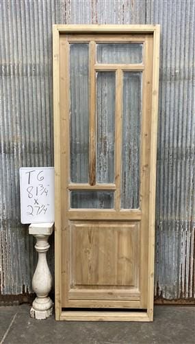 Antique French Single Door (27.25x82) Glass Pane Door with Jamb, Encased Door T6