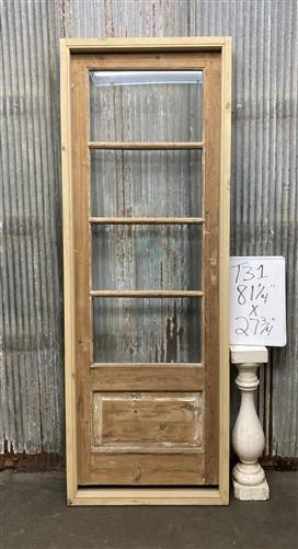 Antique French Single Door (27.5x81) Glass Pane Door with Jamb, Encased Door T31