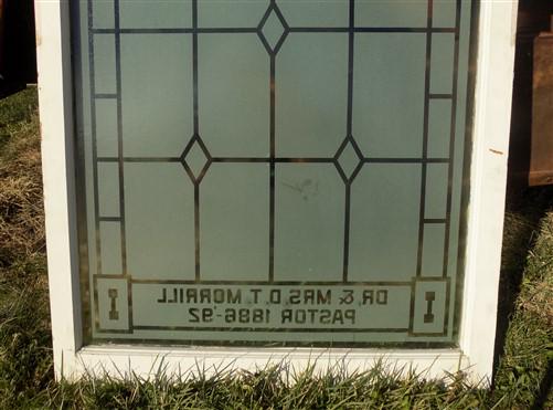 Etched Frosted Clear Glass Vintage Church Window, Architectural Art Glass, D