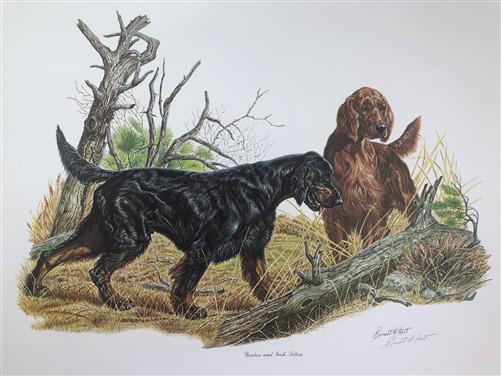 Art & Collectibles > Prints > Lithographs - Ernest Hart, Irish Setter, Signed Dog Print, 28x22, Wade Collection, Plate 4 b...