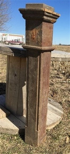 Home & Living > Home Improvement > Moldings & Trim - Newel Post Porch Column, Wood Architectural Salvage Repurpose Railing...