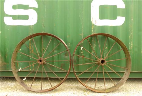 2 Cast Iron Implement Wheels, Wagon Wheel, Tractor Steel Rims, Industrial Age E