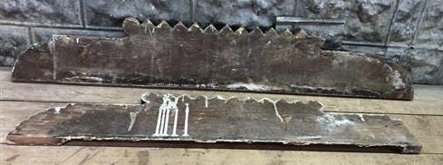 Pair Crown Molding Headers, Trim Door Window Pediment Architectural Salvage B38