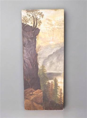 Wall Art - 1880s Western Landscape Painting, Original Art Work Painted Mountainscape, R by The Old Grainery