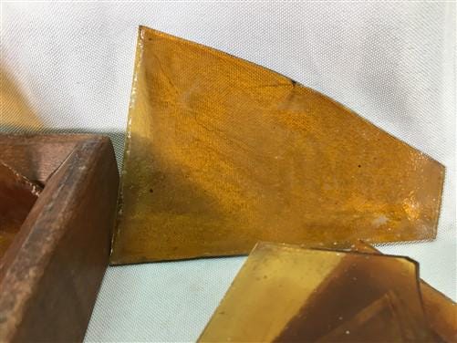 Craft Supplies & Tools > Raw Materials > Glass - Honey Gold Stained Glass Reclaimed Church Window Shards Fragments, Art Gl...