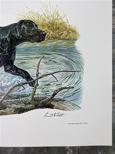 Art & Collectibles > Prints > Lithographs - Ernest Hart, Yellow Black Labradors, Signed Dog Print, 16x20, Wade Collection,...