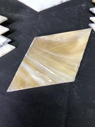 10 Stained Slag Glass Diamond Panes, Reclaimed Church Window Art Glass Pieces F