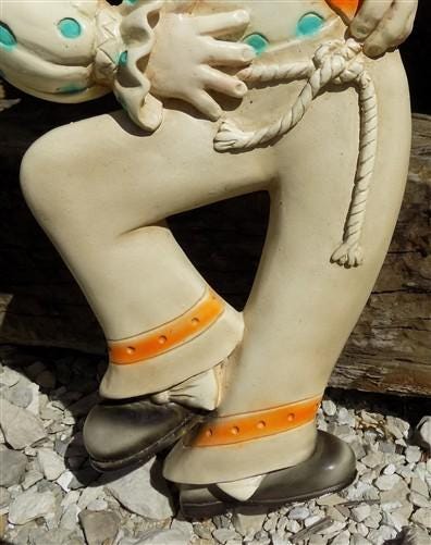 Pair Roman Art Co Plaster Clowns, Vintage Mid Century Chalkware, Circus Wall Art