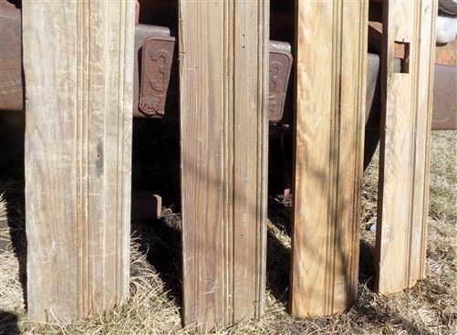 Home & Living > Home Improvement > Moldings & Trim - 4 Wood Trim Pieces, Architectural Salvage, Reclaimed Vintage Wood Bas...