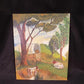 Art & Collectibles > Painting > Oil - 1975 EB American Folk Art Painting on Canvas, Covered Wagon Cattle Original Art by T...