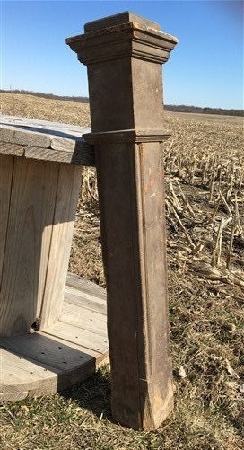 Home & Living > Home Improvement > Moldings & Trim - Newel Post Porch Column, Wood Architectural Salvage Repurpose Railing...