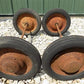 4 Vintage Metal Baby Buggy Wheels Pedal Car Garden Cart Pumpkin Wagon A49