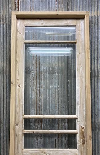 Antique French Single Door (29x93) Glass Pane Door with Jamb, Encased Door T56