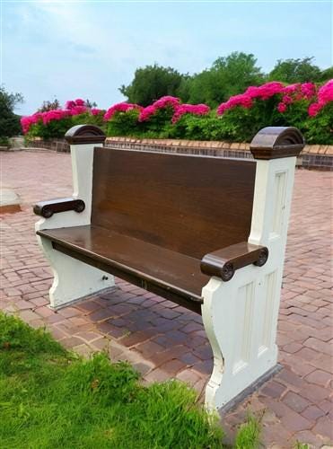 Home & Living > Furniture > Entryway & Mudroom Furniture - Vintage Wooden Church Pew, 3' 9" Porch Bench, Entry Foyer, Dini...
