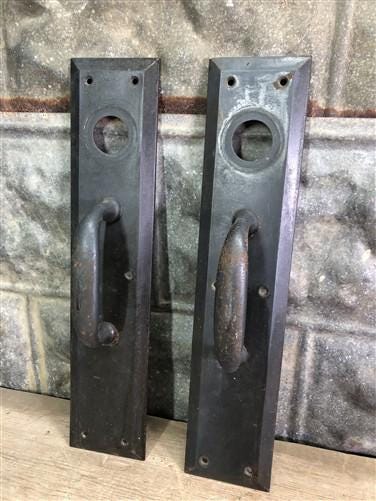 Home & Living > Home Improvement > Hardware - Door Handle Pull Plates, Vintage Black Matte Escutcheon Plate, Mortise Trim...