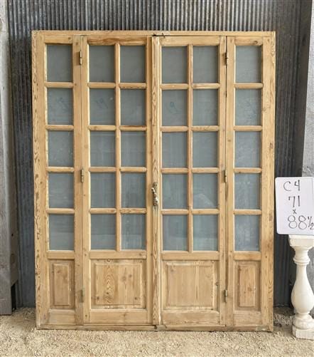 Antique French Double Doors (71x88) Frosted Glass European SideLite Jamb C4