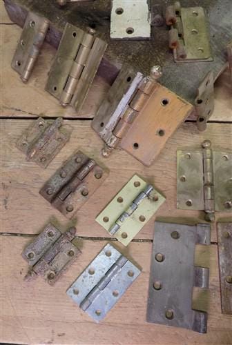Home & Living > Home Improvement > Hinges - Hinges Door Cabinet Vintage Architectural Salvage Reclaimed Hardware Lot R by...