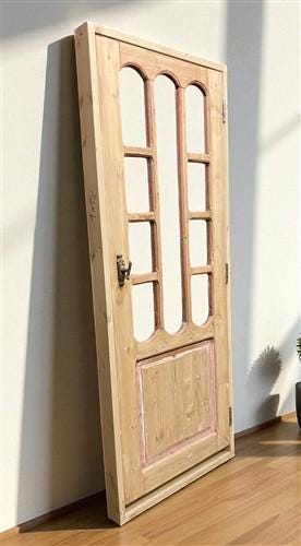 Antique French Single Door (31x78.5) Glass Pane Door with Jamb, Encased Door T41